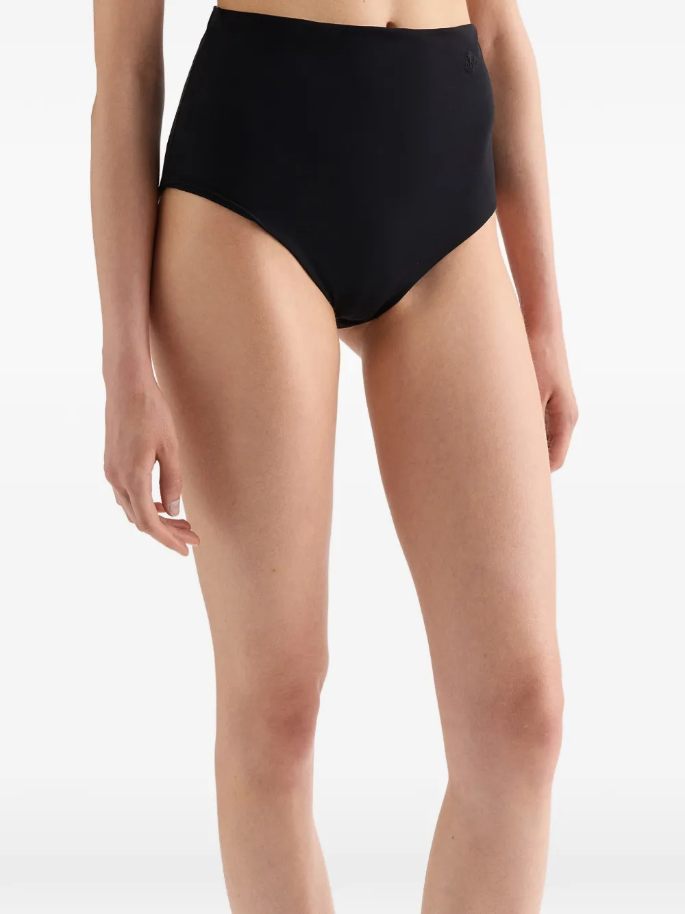 Jil Sander Embroidered Monogram Bikini Slip In Black