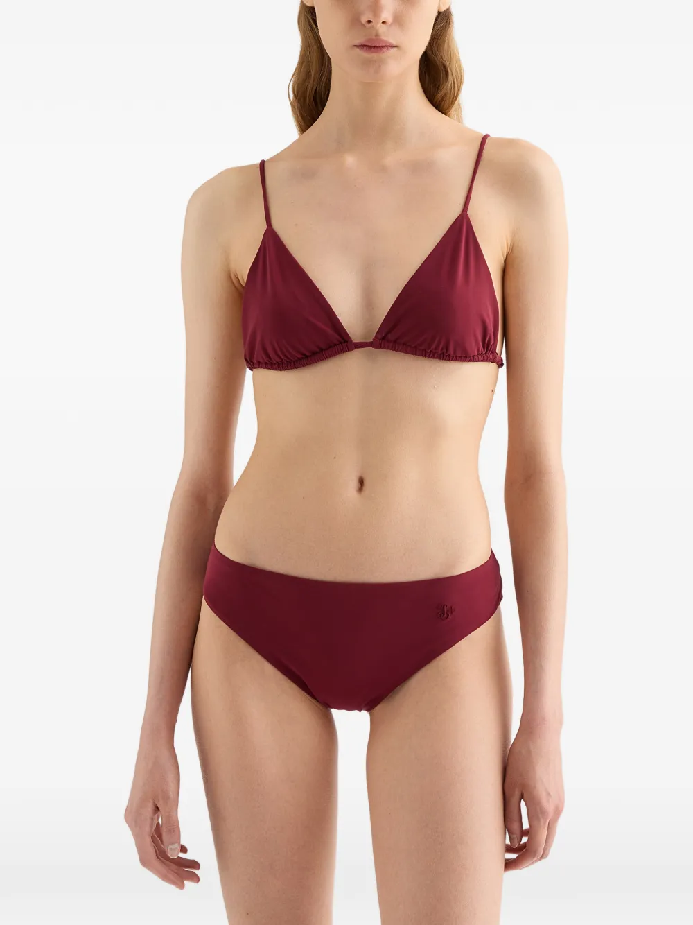 Jil Sander Jersey Triangle Top Bikini In Red