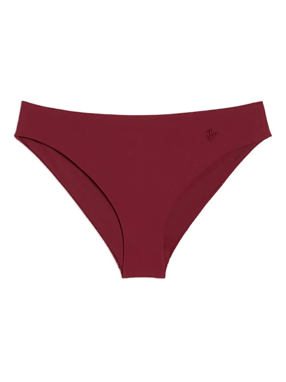 Jil Sander Jersey Embroidered Monogram Bikini Slip In Burgundy