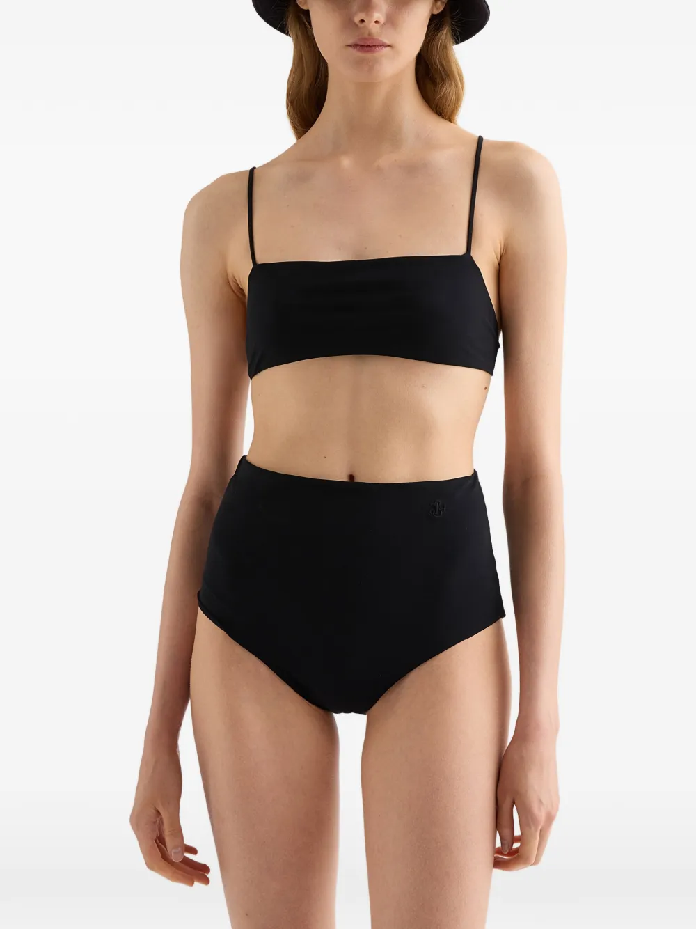 Jil Sander Jersey Back Interlocking Closure Bikini In Black