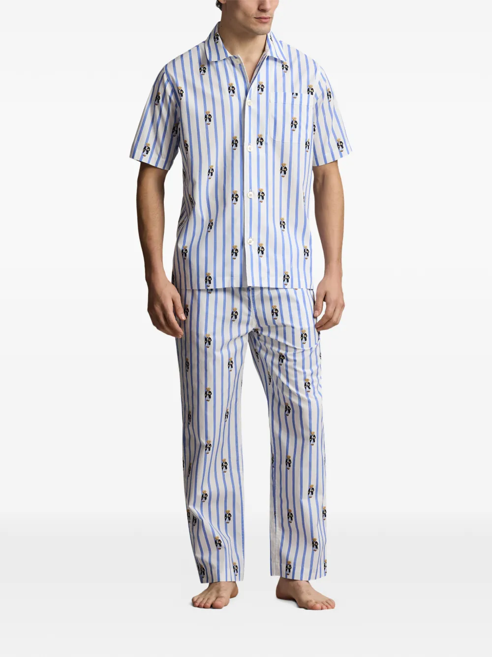 Polo Ralph Lauren Polo Bear gestreept pyjamashirt Wit