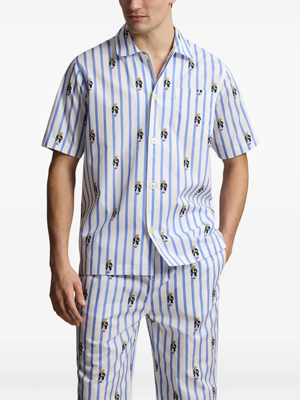 Polo Ralph Lauren Polo Bear gestreept pyjamashirt Wit