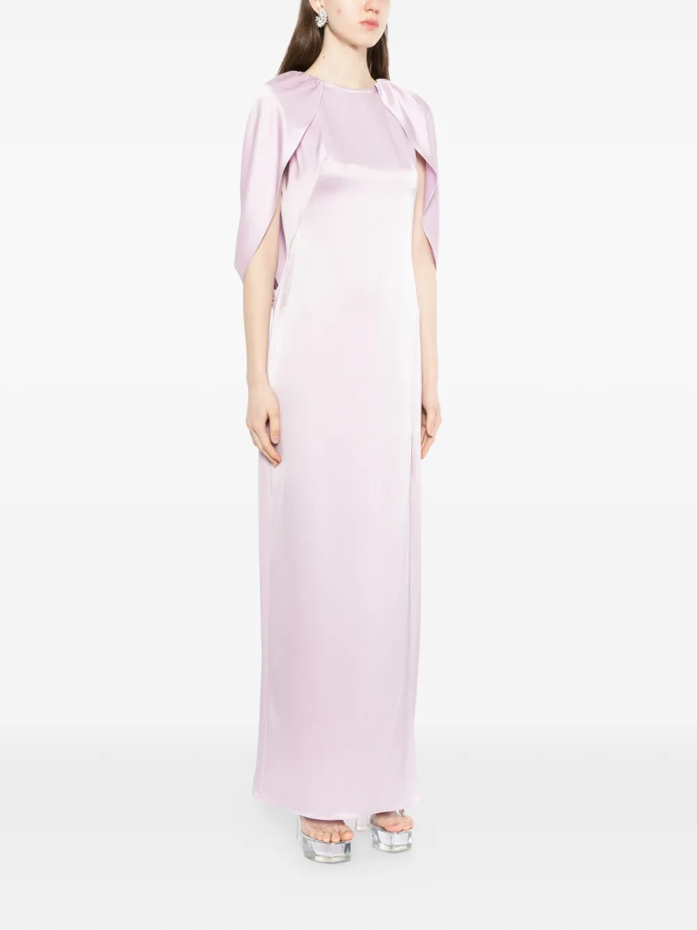  Amsale Column Cape Maxi Dress - Purple 