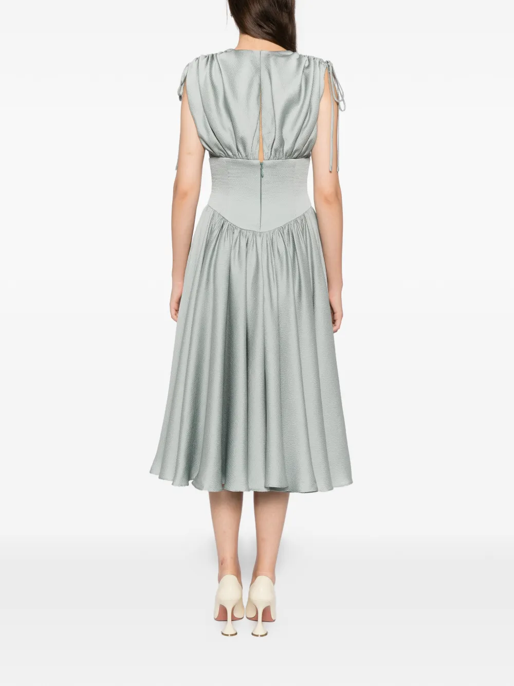 Amsale hammered satin dress Groen