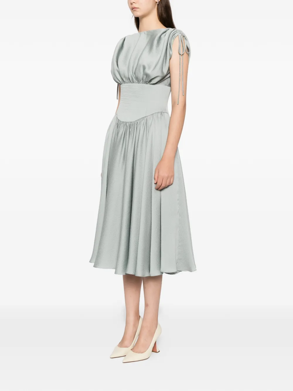 Amsale hammered satin dress Groen