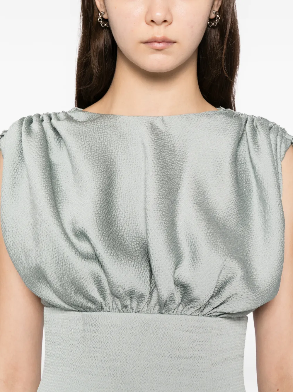 Amsale hammered satin dress Groen