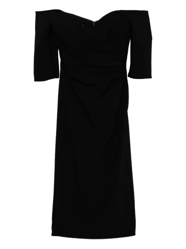 amsale black dress Amsale Faille V-Neck Fit-and-Flare Dress
