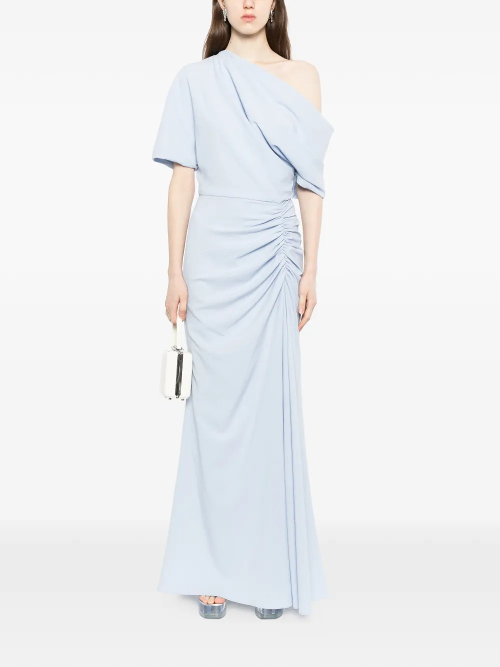  Amsale Pebble Crepe Slouch Maxi Dress - Blue 
