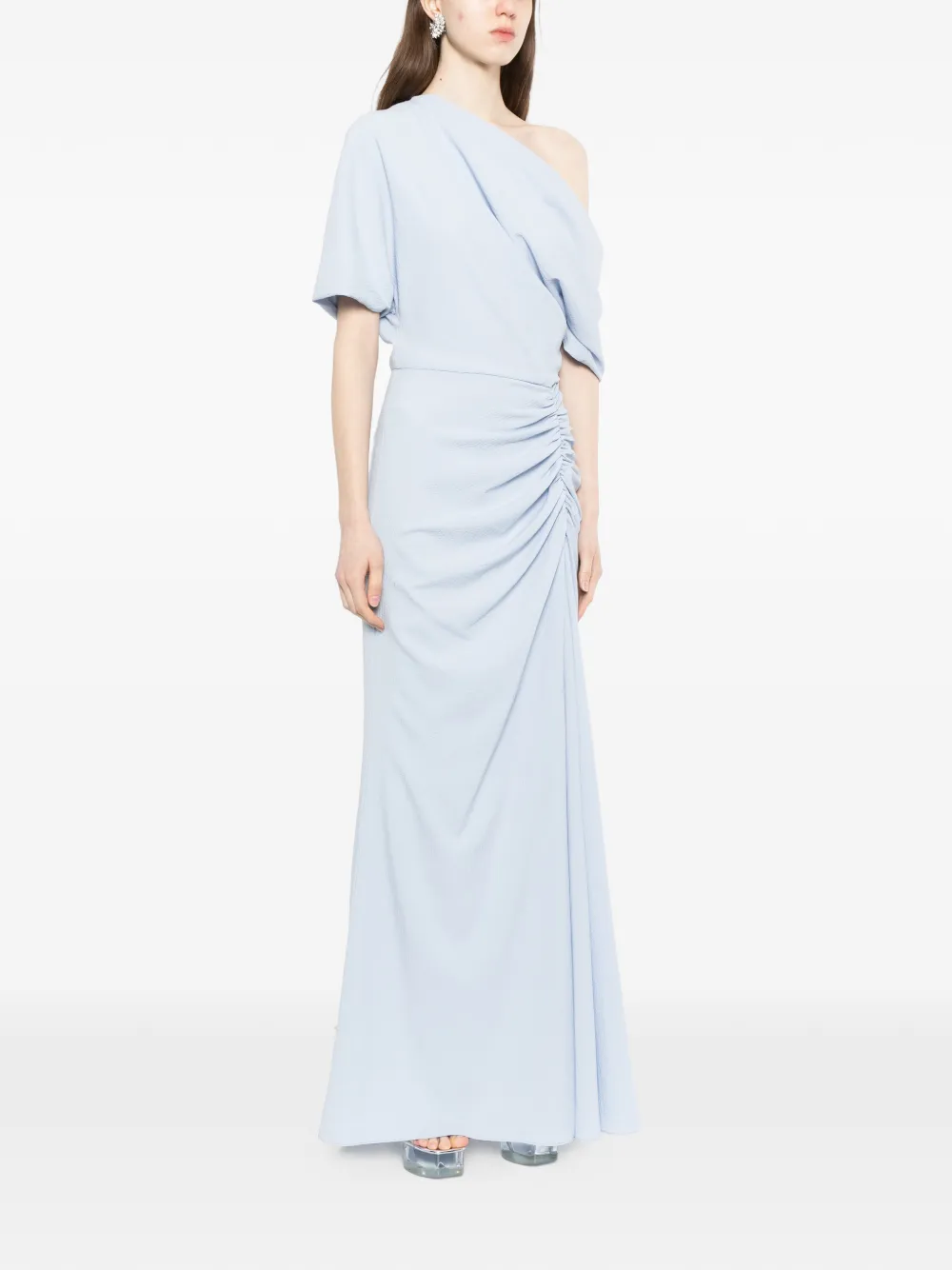  Amsale Pebble Crepe Slouch Maxi Dress - Blue 