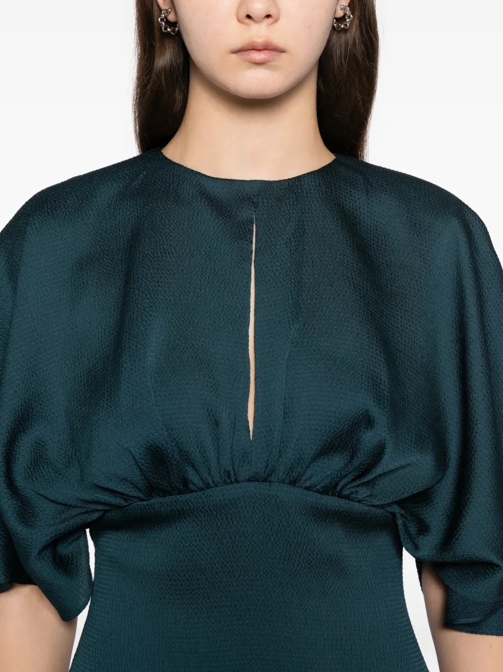 Amsale hammered satin dress Groen