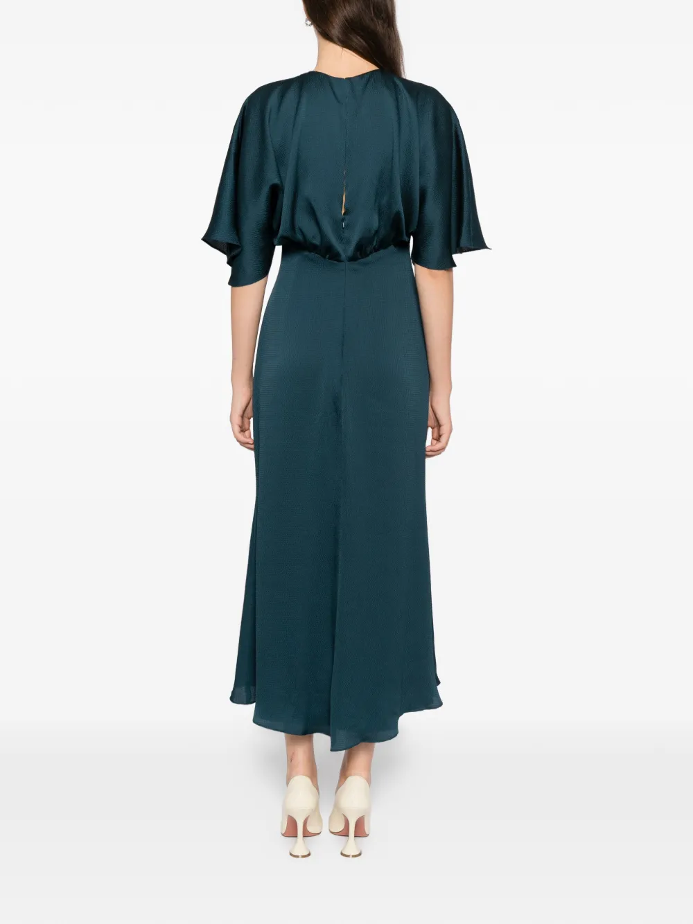Amsale hammered satin dress Groen