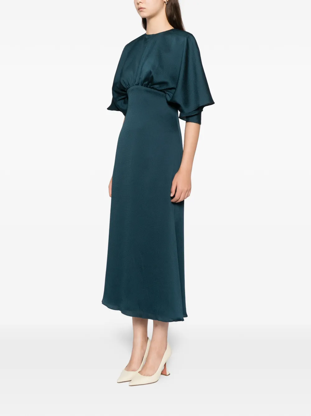 Amsale hammered satin dress Groen