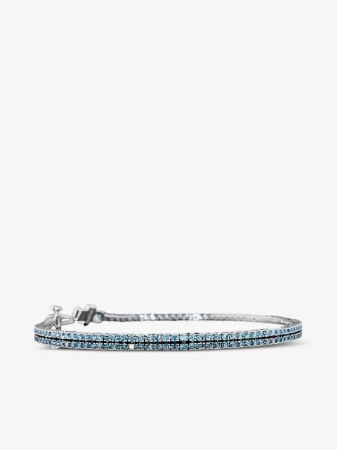 Jewels Aficionado pulsera tenis en oro amarillo de 14kt con diamante azul de laboratorio