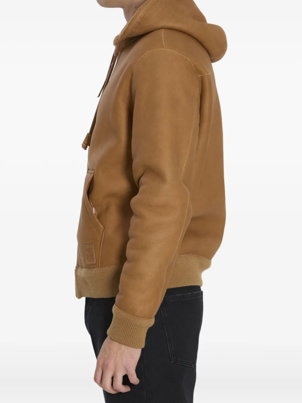 Loewe Hooded Reversible Leather Jacket In Brown