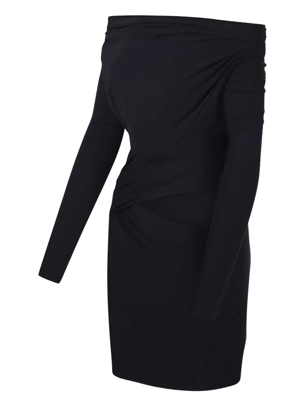  Amazuìn Off-shoulder Long-sleeve Mini Dress - Black 