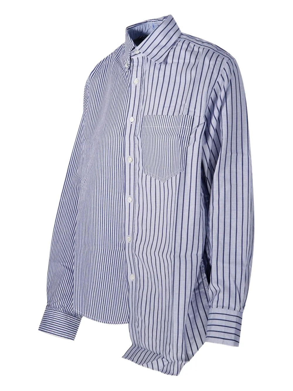 E.l.v Denim Striped Pocket Shirt In Blue