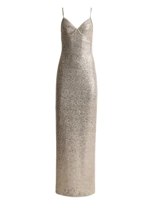 slim fit dress slacks St. John Metallic Gold Pleated Knit Dress Size 2 – Flower Moon Boutique main image 1