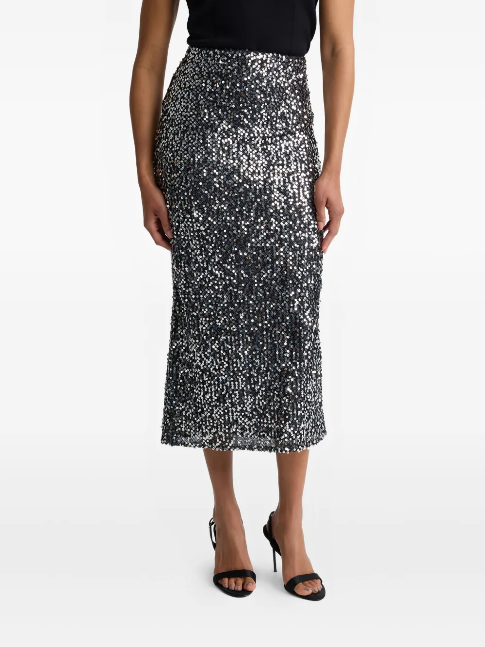  St. John Paillette Midi Skirt - Black 