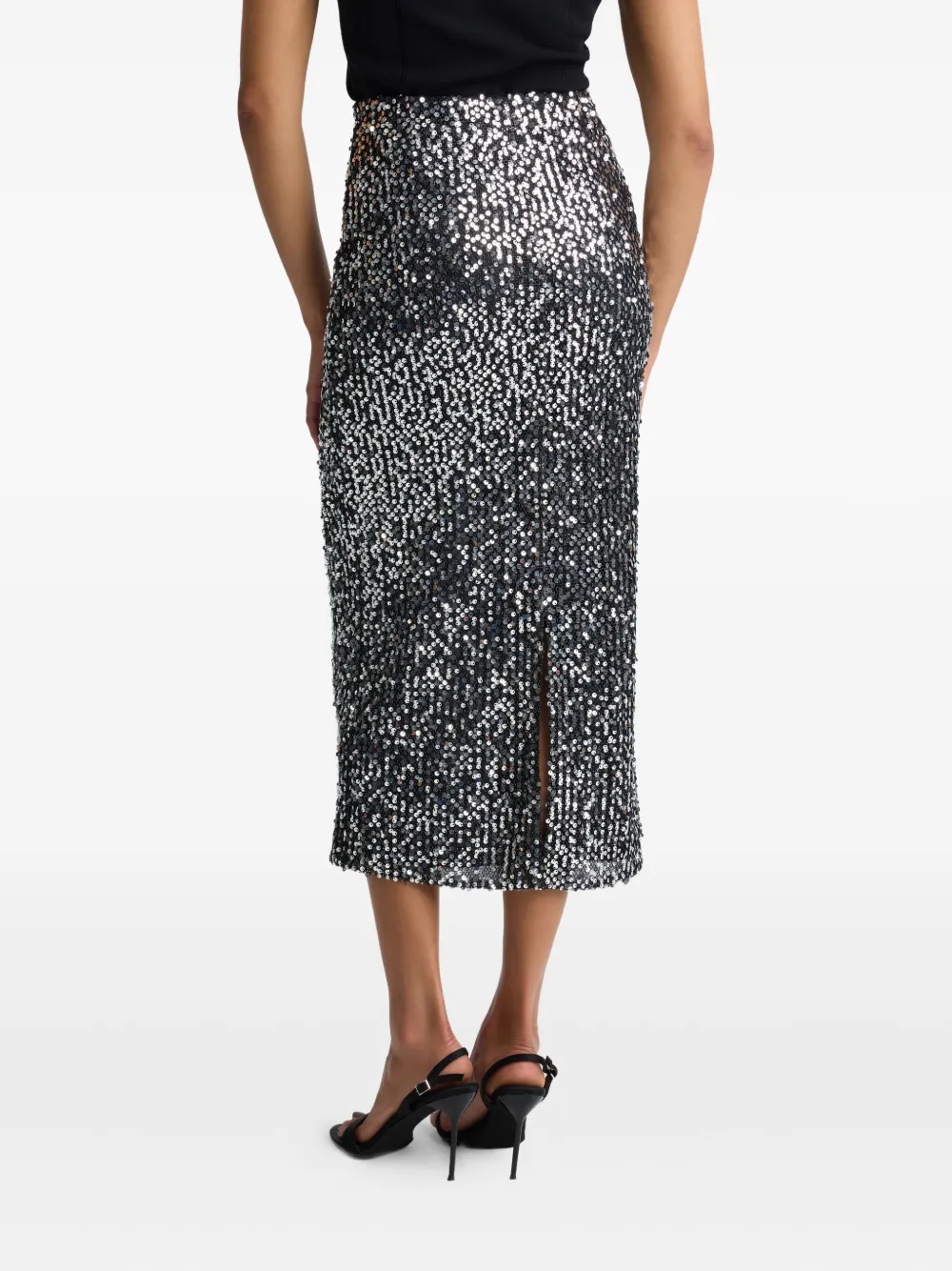  St. John Paillette Midi Skirt - Black 