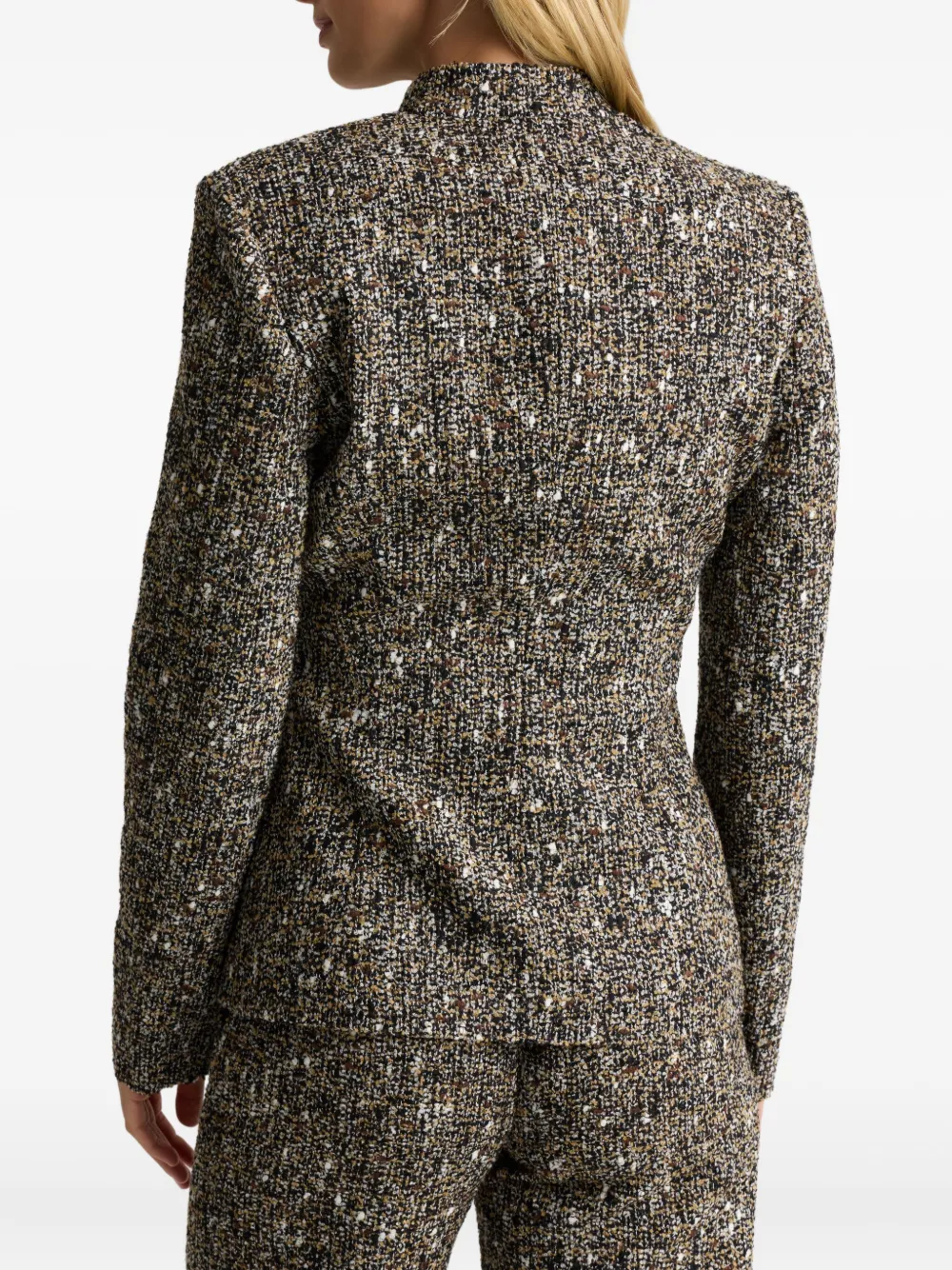  St. John Buttoned Tweed Jacket - Black 