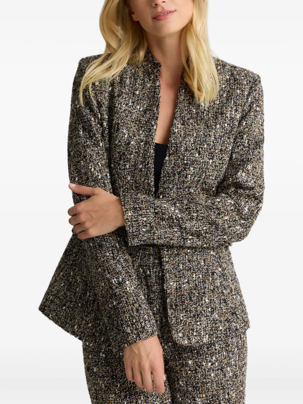  St. John Buttoned Tweed Jacket - Black 