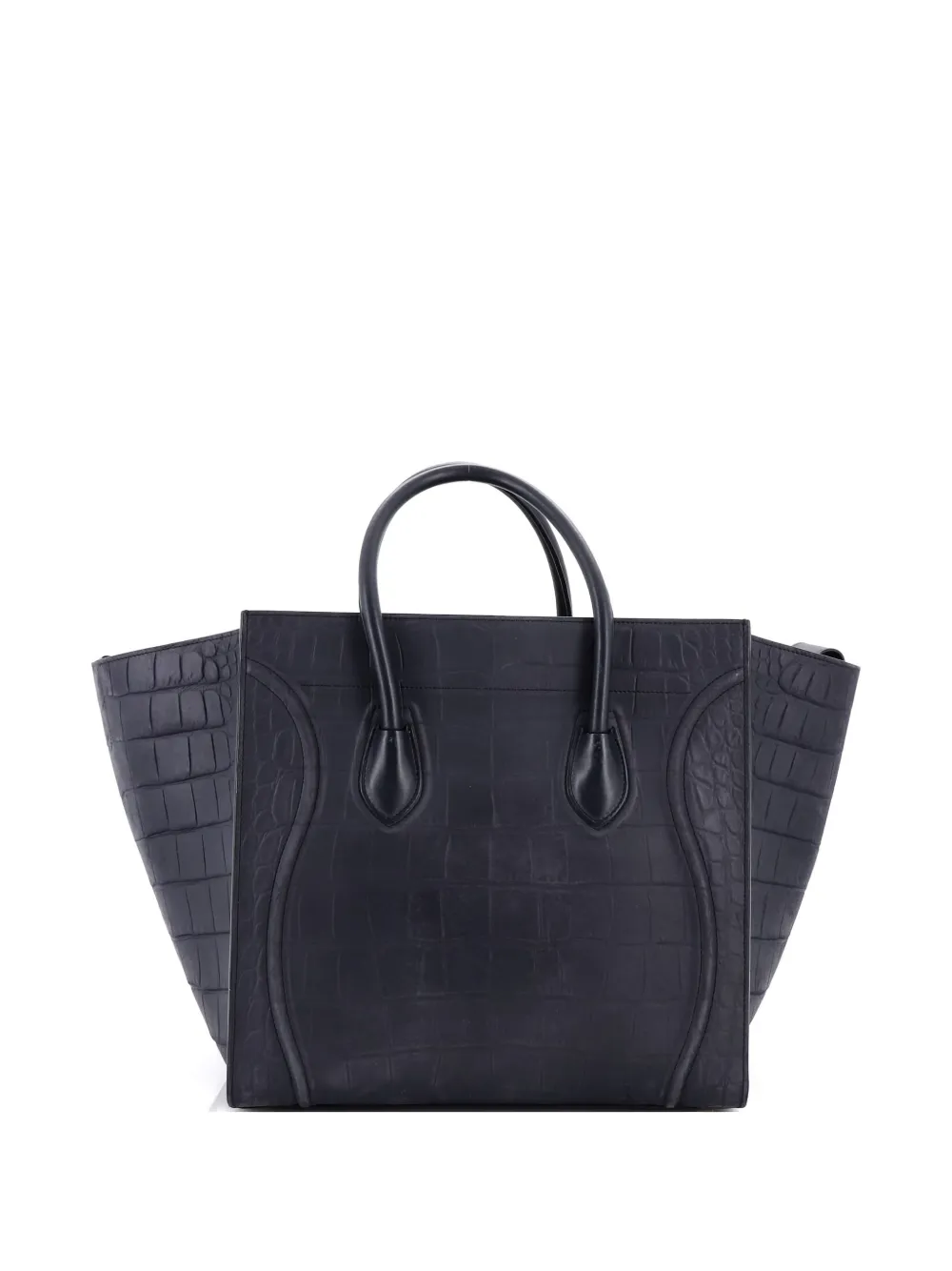 CELINE Pre-owned Phantom Bag Crocodile Embossed Leather Medium Tote Bag In Black