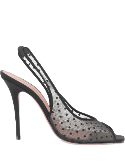 Amina Muaddi 105mm Kristina polka-dot slingback pumps