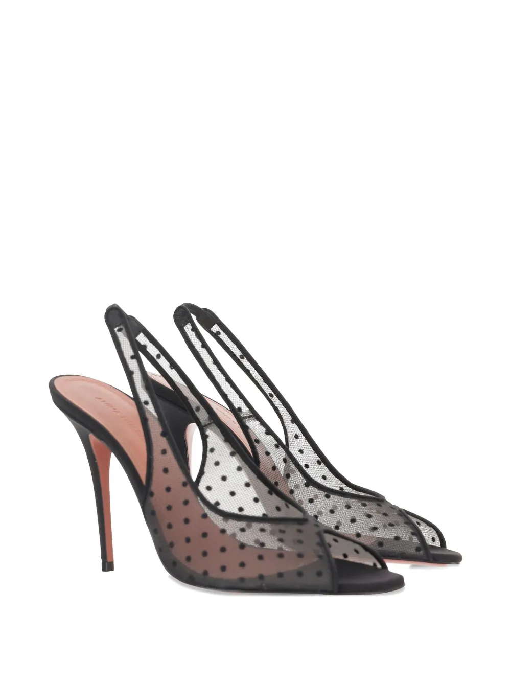Amina Muaddi 105mm Kristina polka-dot slingback pumps Zwart