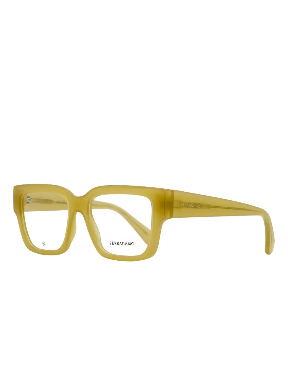 Ferragamo Eyewear Rectangular Logo Glasses In Yellow
