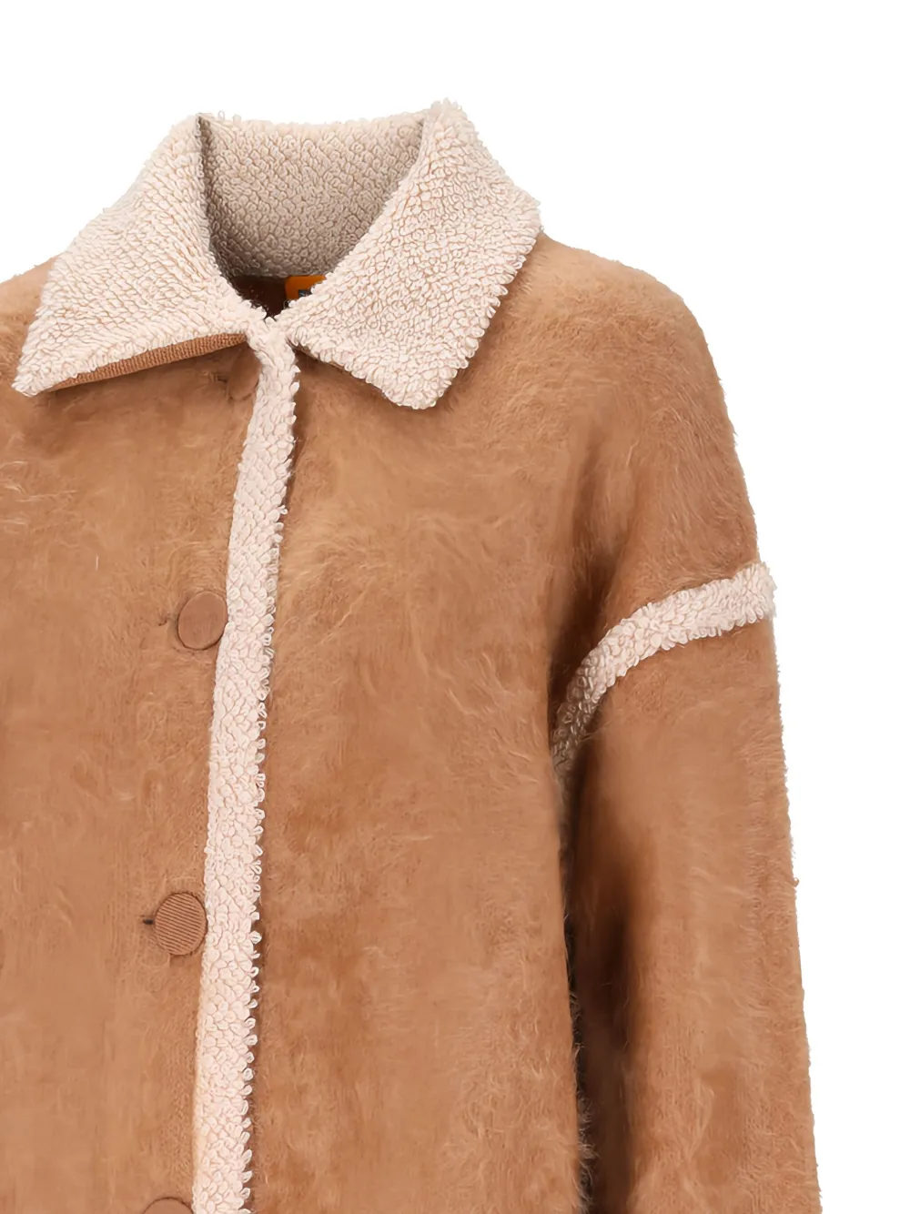 Guest In Residence Grizzly Shearling-trim Cashmere Jacket In Animal Print