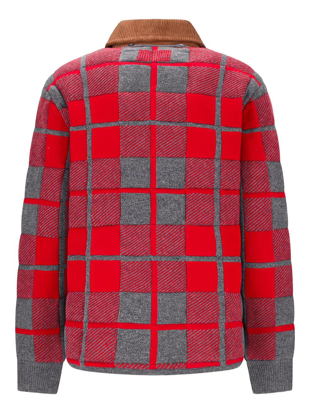 Guest In Residence Corduroy-colar Check-pattern Jacket In Red