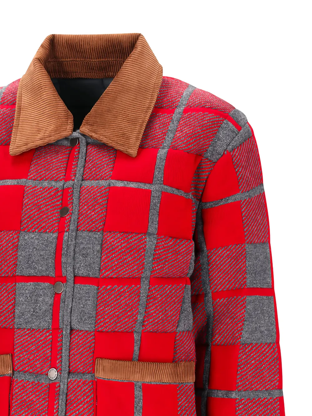 Guest In Residence Corduroy-colar Check-pattern Jacket In Red