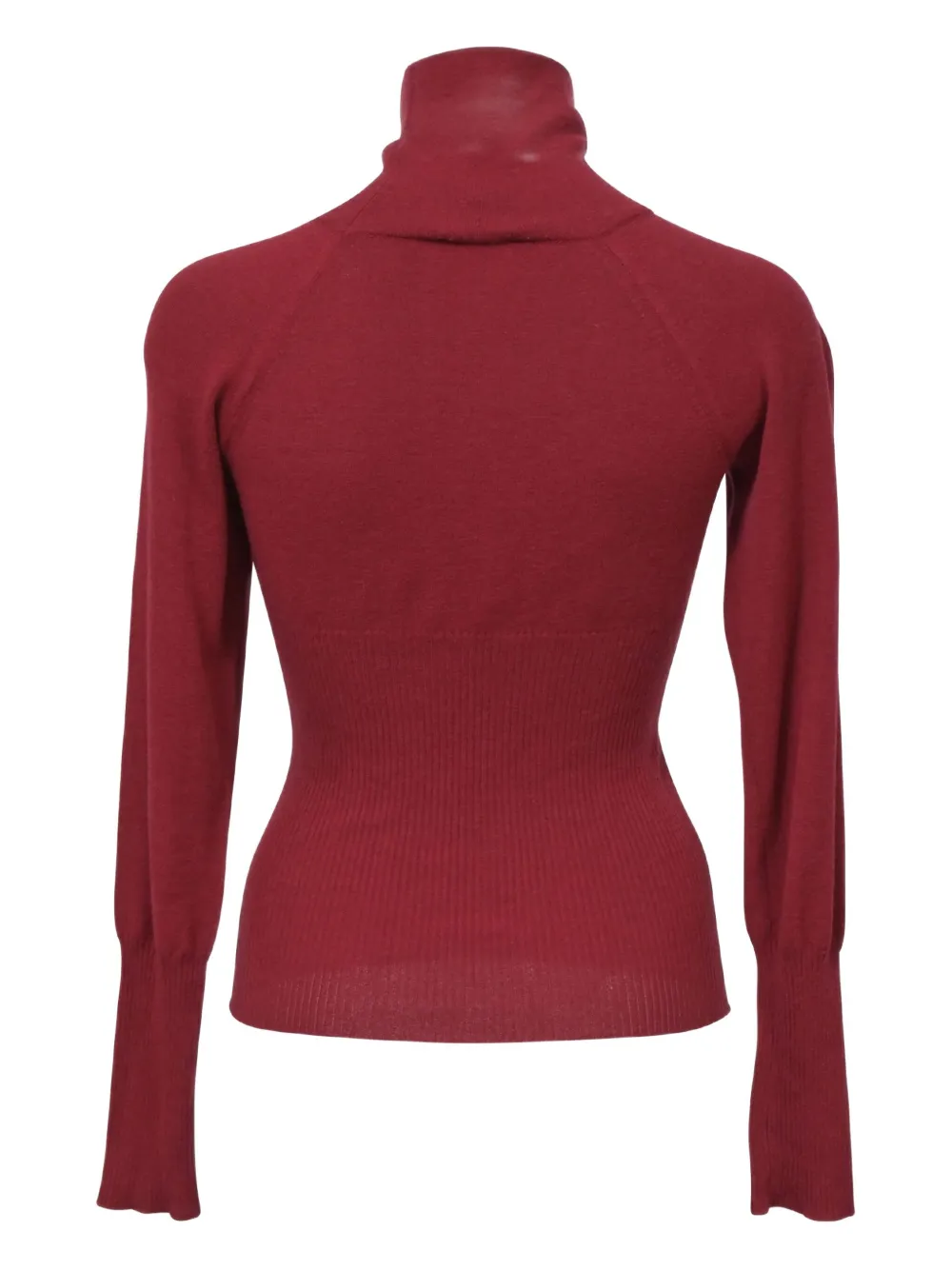 Pre-owned Max Mara Ribbed-cuff Turtleneck Top In Red