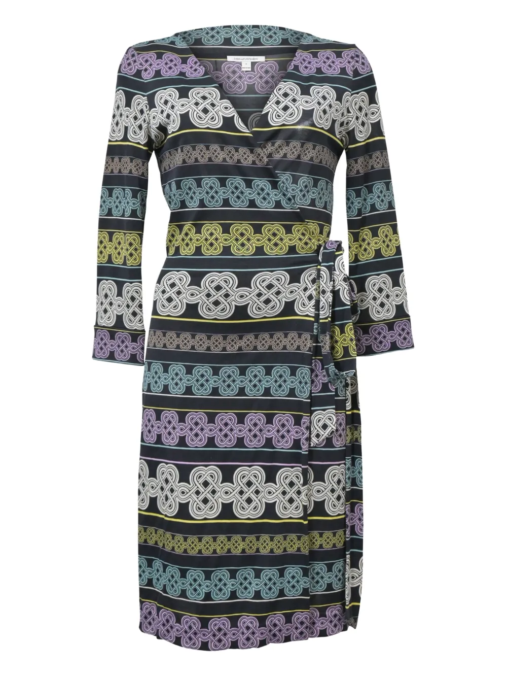 Dvf Vintage knot-print wrap dress - Nero