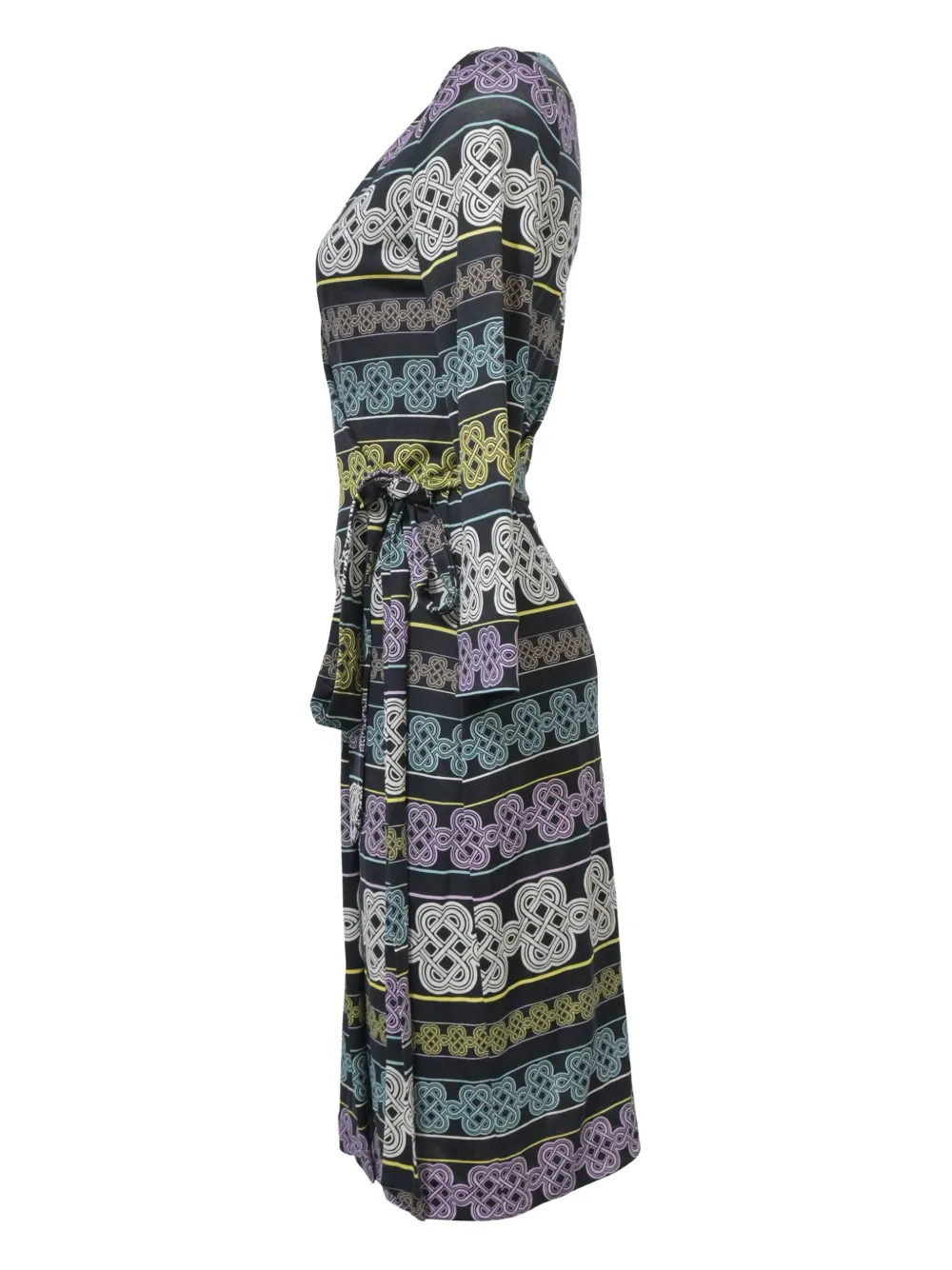 Dvf Vintage knot-print wrap dress - Zwart