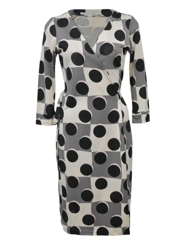 Diane Von Furstenberg Polka Dot Silk Wrap Dress - White
