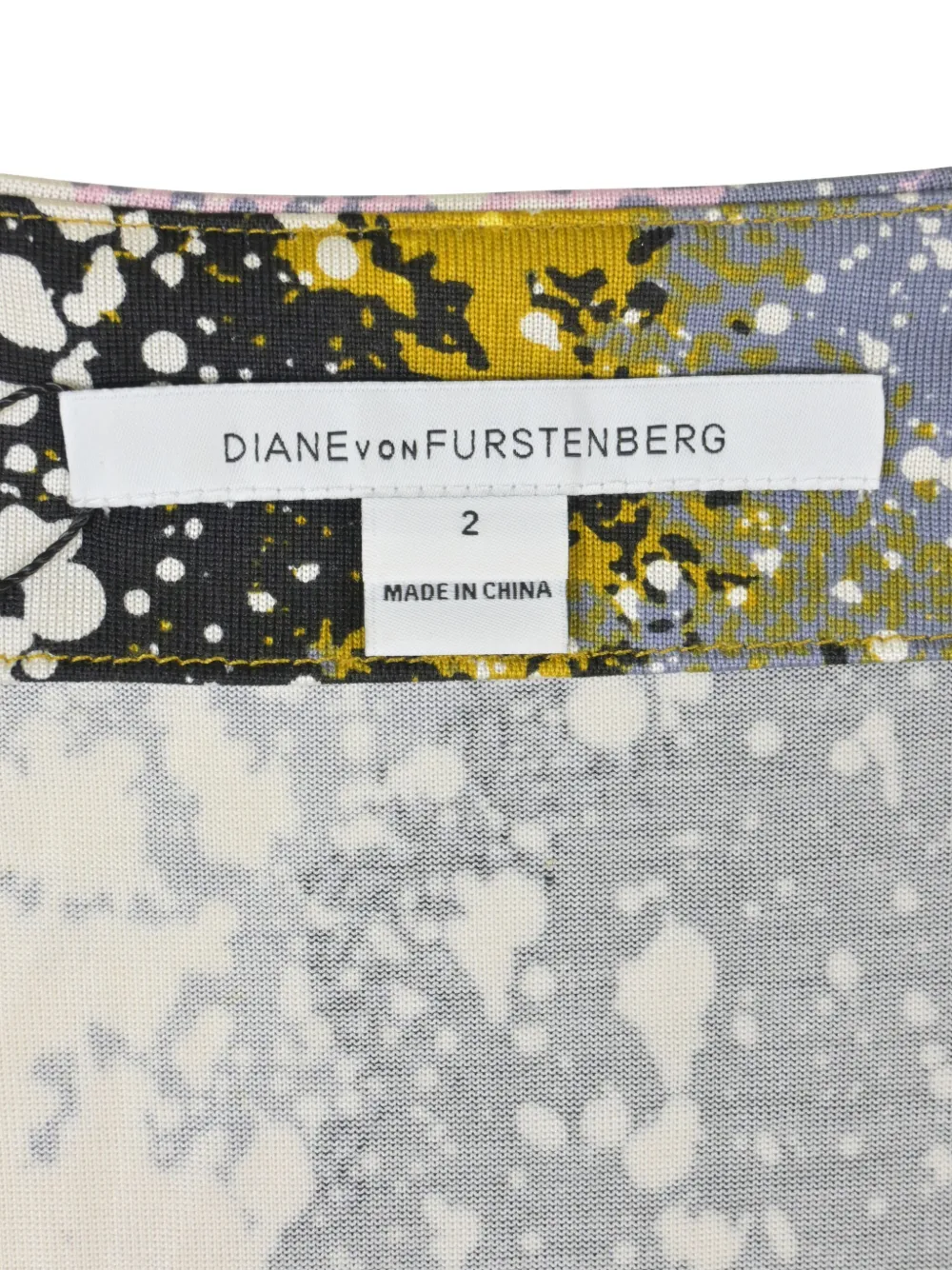 Pre-owned Diane Von Furstenberg Splatter-print Wrap Midi Dress In White