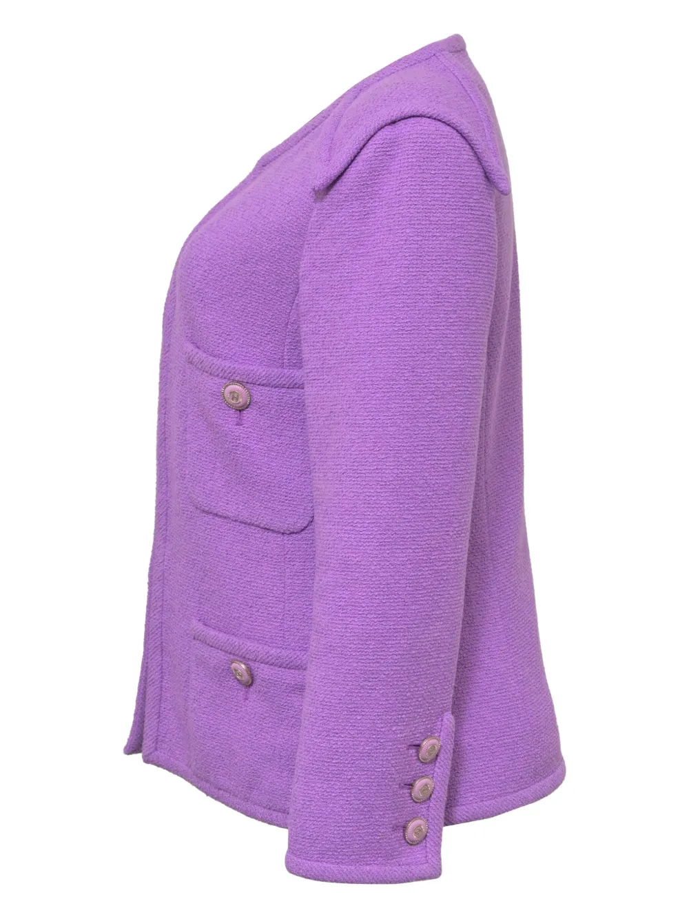 Pre-owned Chanel Cc-button Four-pocket Tweed Jacket In Purple