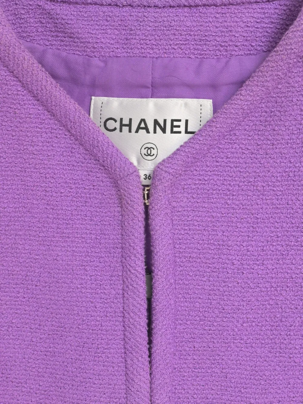 Pre-owned Chanel Cc-button Four-pocket Tweed Jacket In Purple