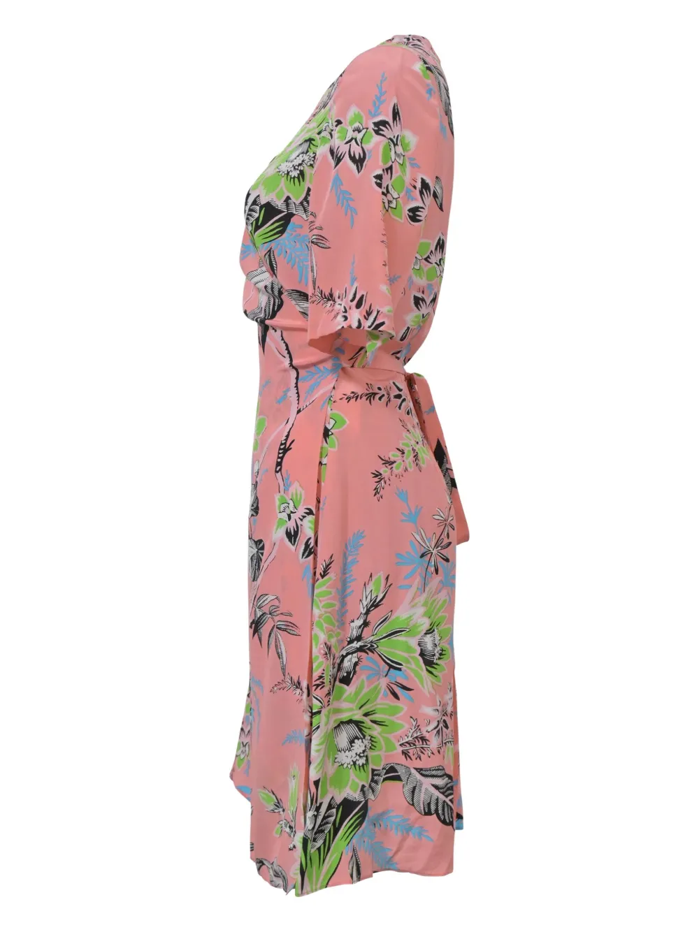DIANE VON FURSTENBERG Pre-owned Botanical-print Wrap Midi Dress In Pink
