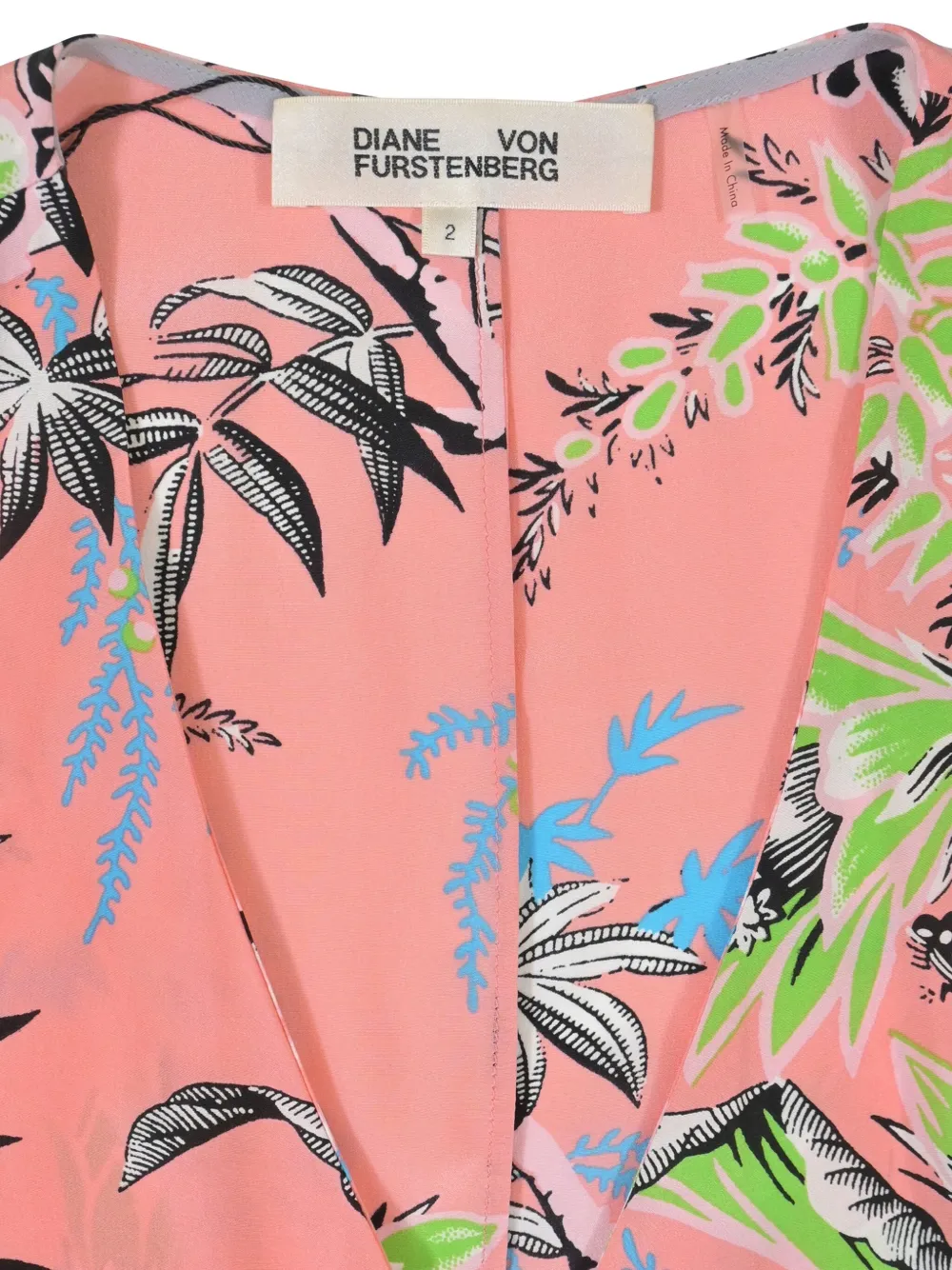 DIANE VON FURSTENBERG Pre-owned Botanical-print Wrap Midi Dress In Pink