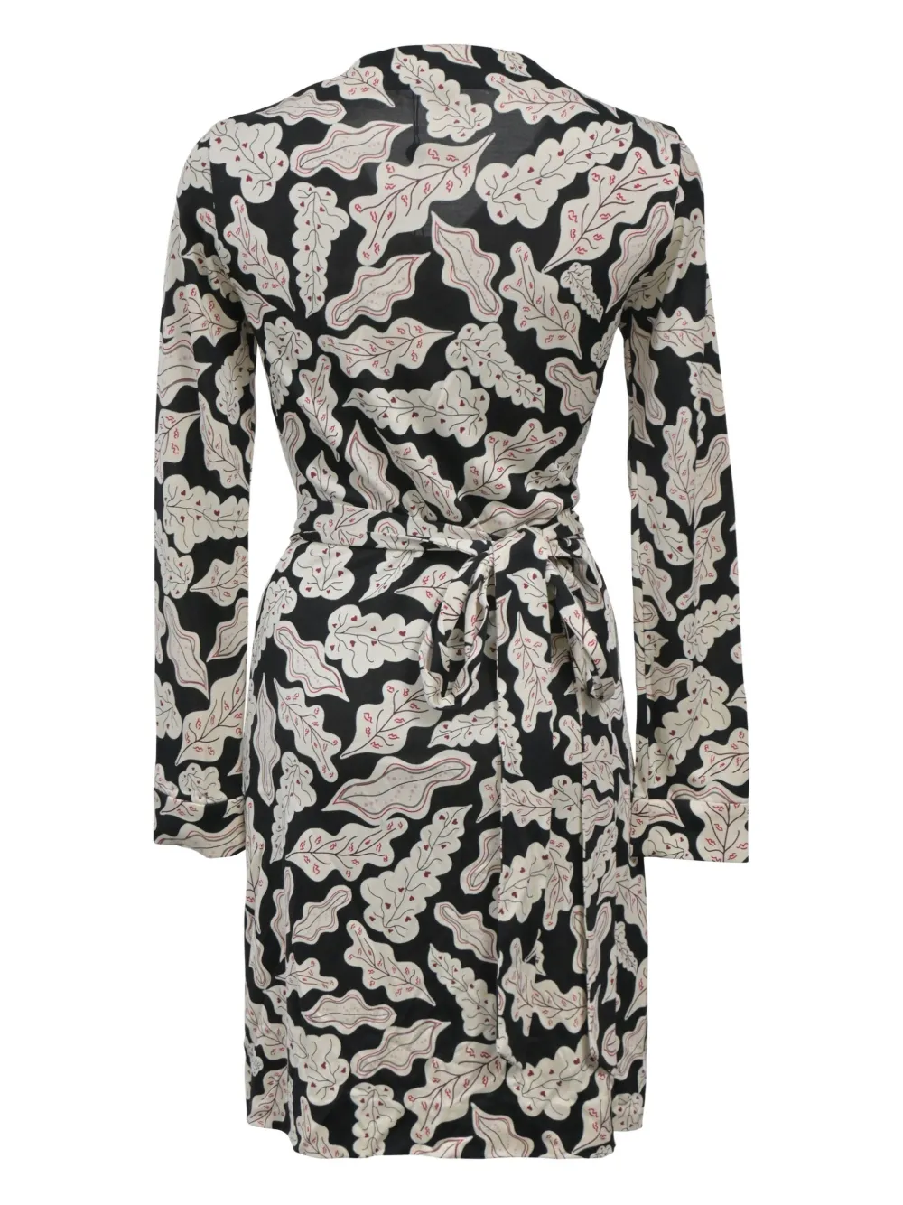 DVF Diane von Furstenberg leaf-print wrap midi dress - Zwart