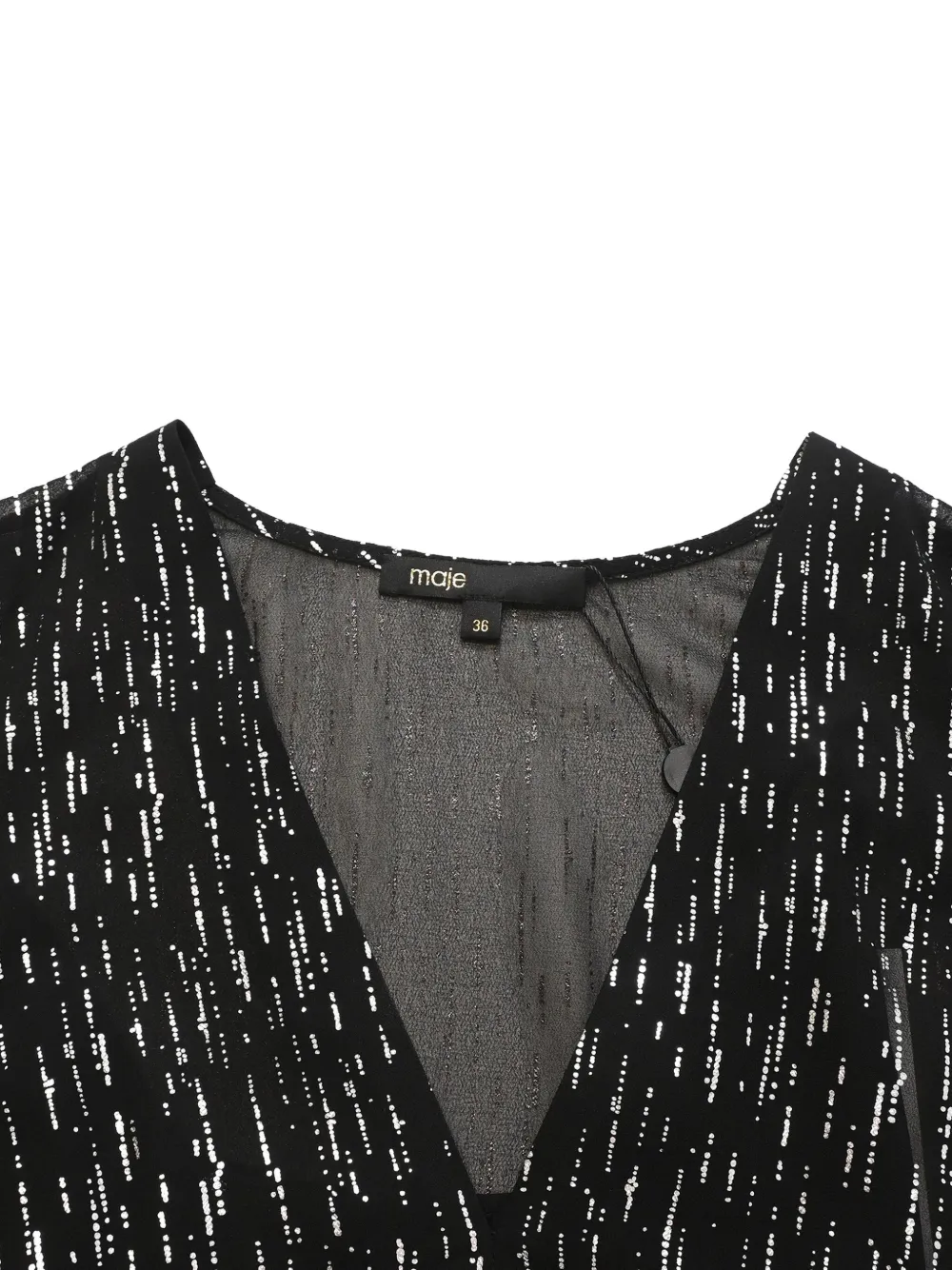 Pre-owned Maje Route Gathered Long-sleeve Midi Dress In Black