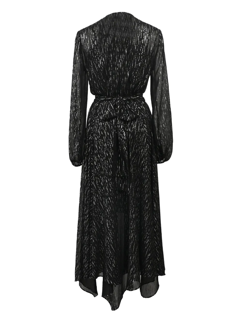 Maje Route gathered long-sleeve midi dress - Zwart