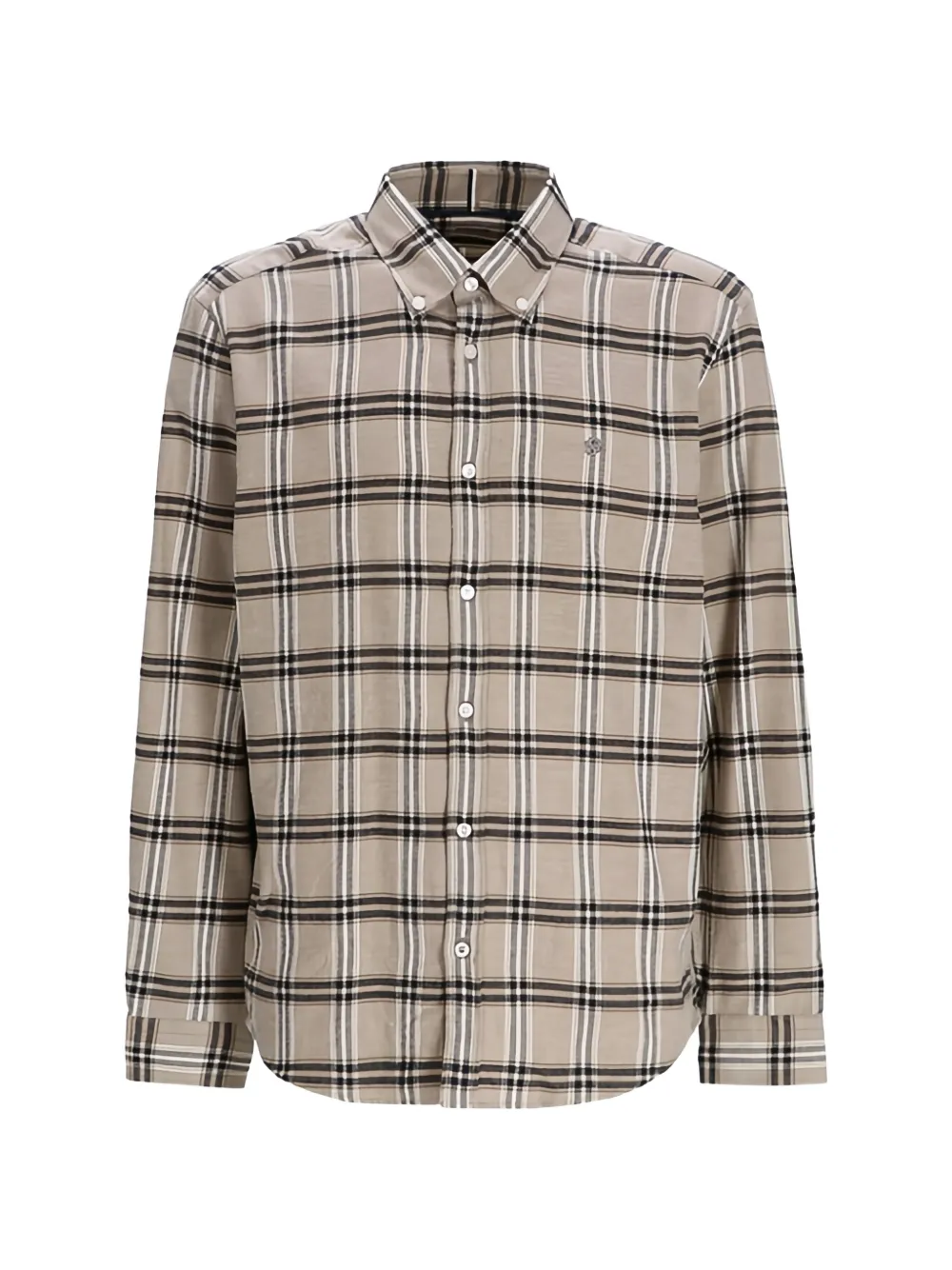Hugo Boss Check Shirt In Neutral