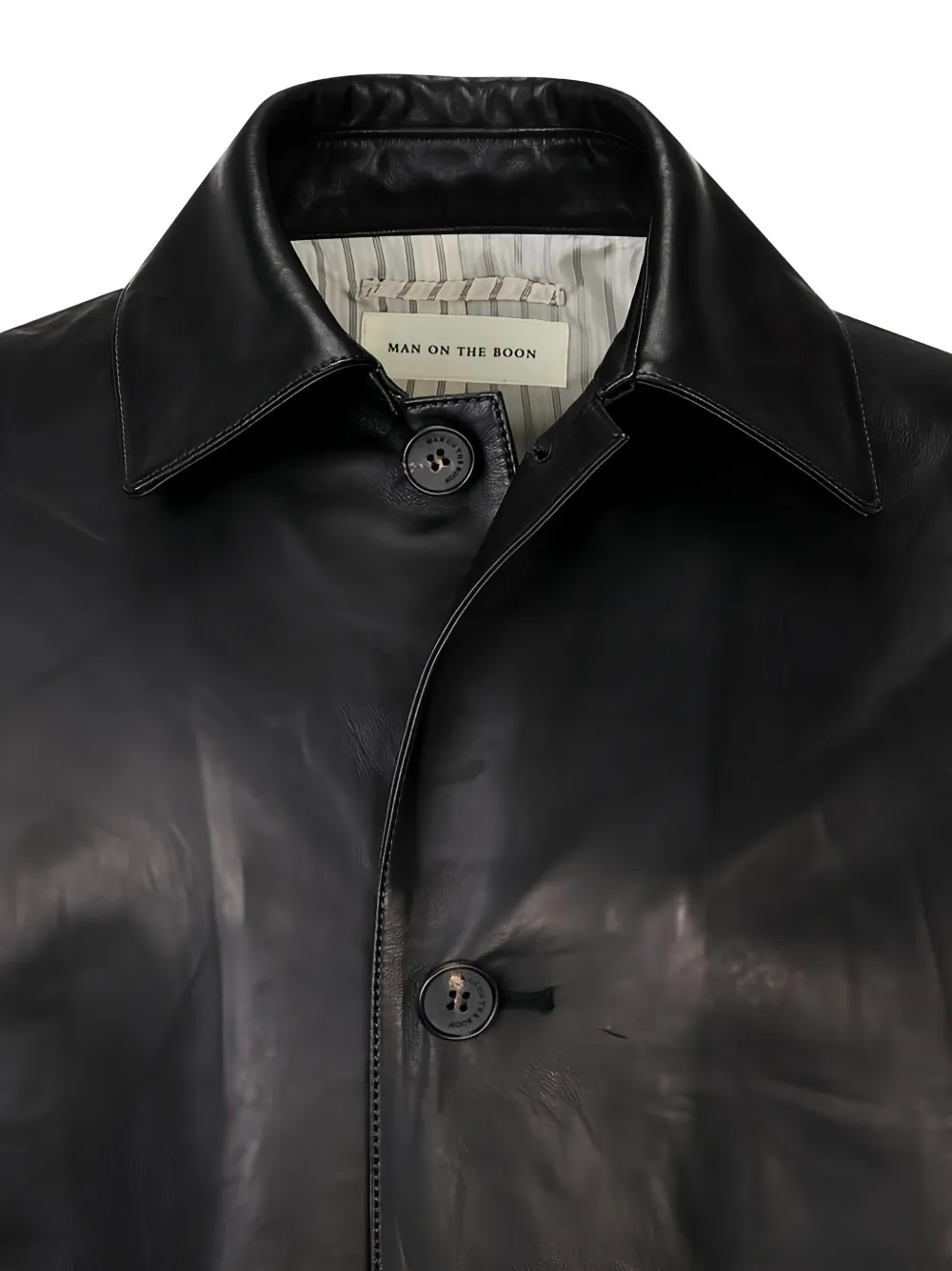 Man On The Boon. Calf Leather Single Coat In Black