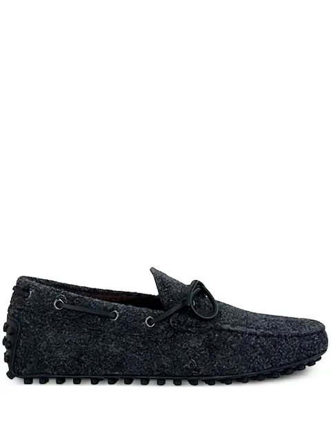 Tod's tie-fastening felted boat shoes