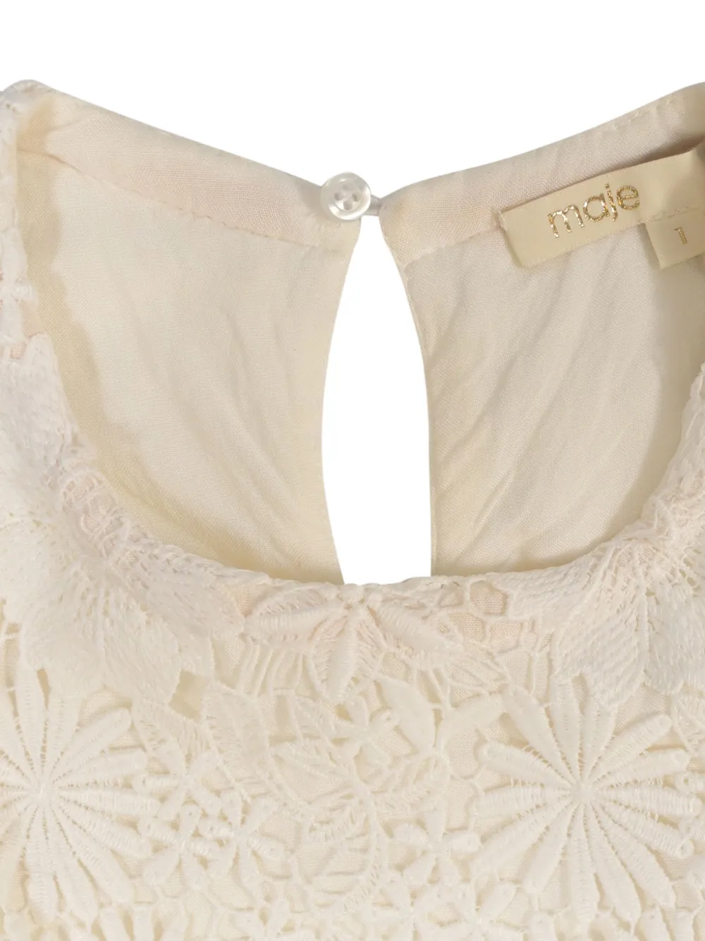 Pre-owned Maje Lidony Floral-lace Blouse In White