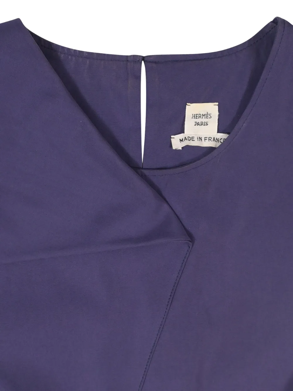 Pre-owned Hermes Fold-collar Sleeveless Top In Blue