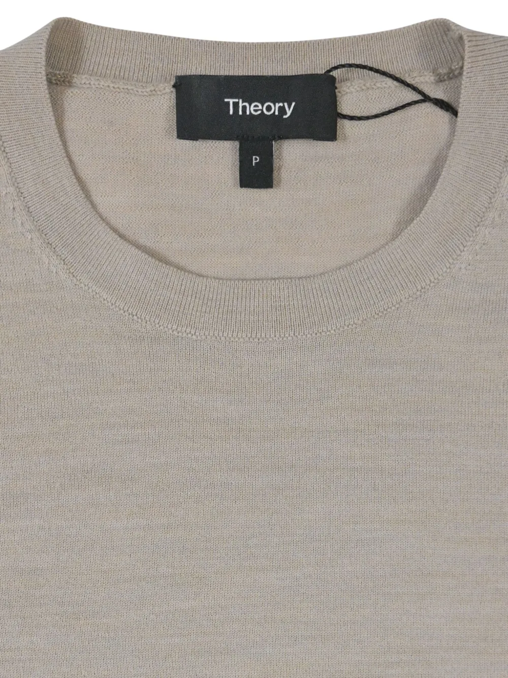 Pre-owned Theory Crew-neck Ribbed-trim Sweater In Neutral